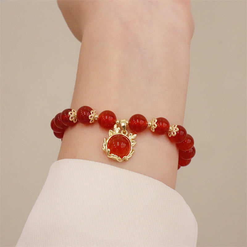Bracelet de la paix en jade et agate rouge | Succès et protection