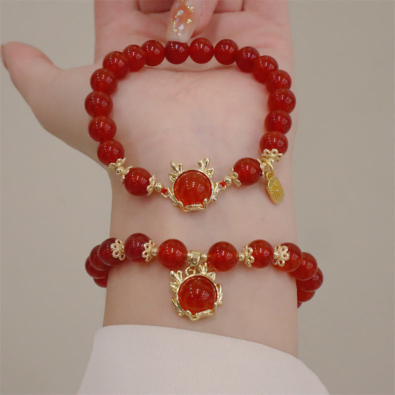 Bracelet de la paix en jade et agate rouge | Succès et protection