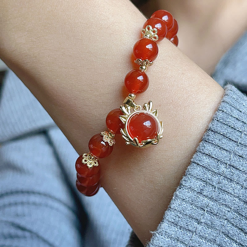 Bracelet de la paix en jade et agate rouge | Succès et protection