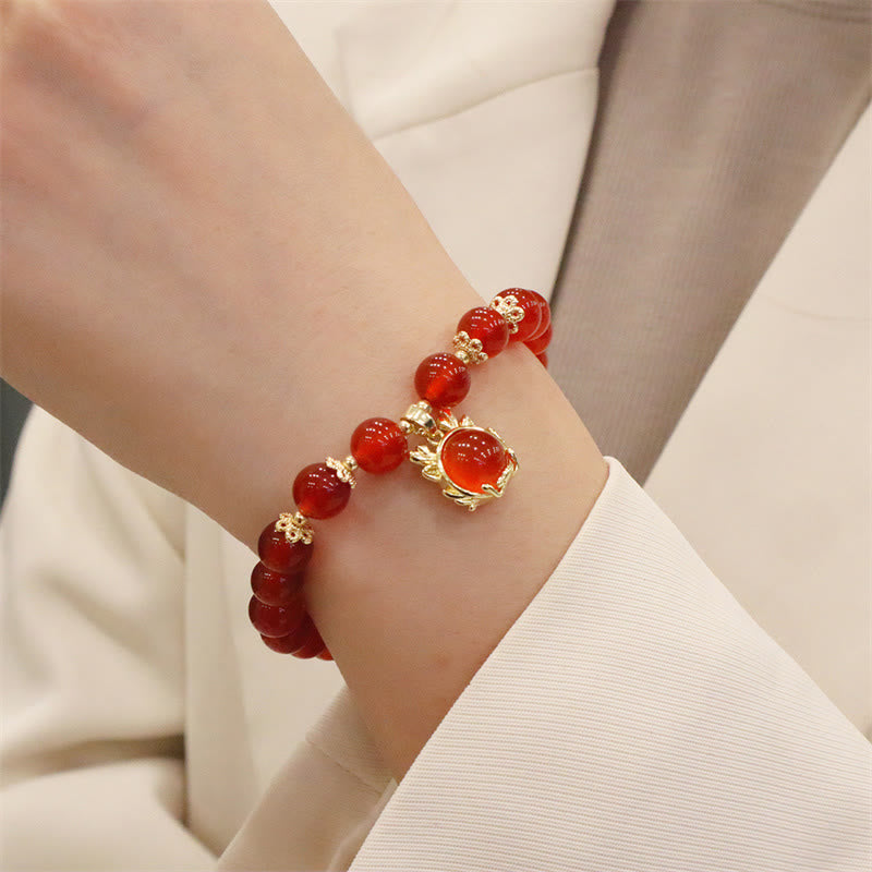 Bracelet de la paix en jade et agate rouge | Succès et protection