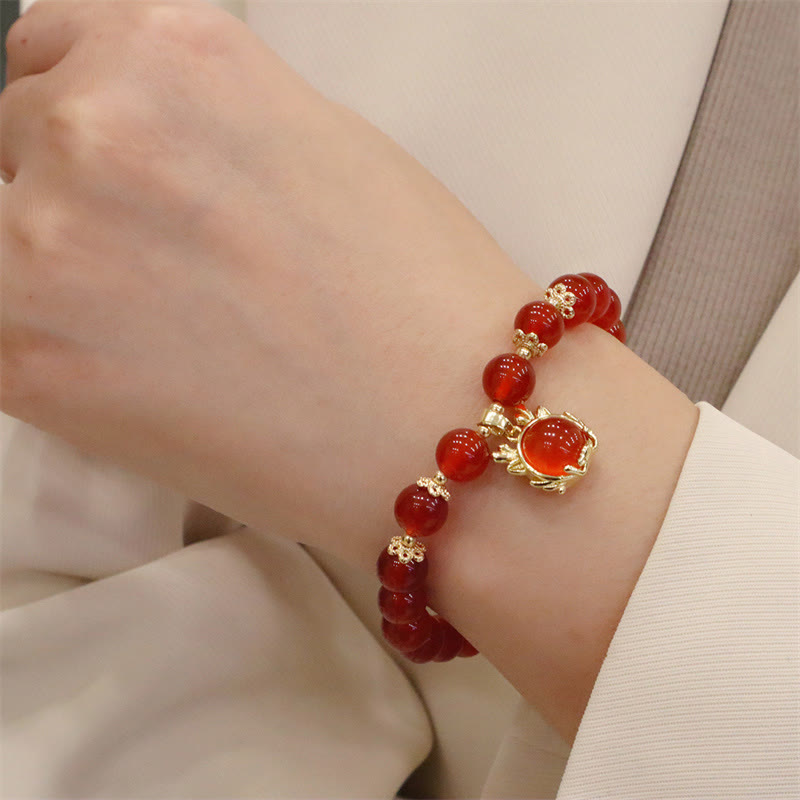 Bracelet de la paix en jade et agate rouge | Succès et protection