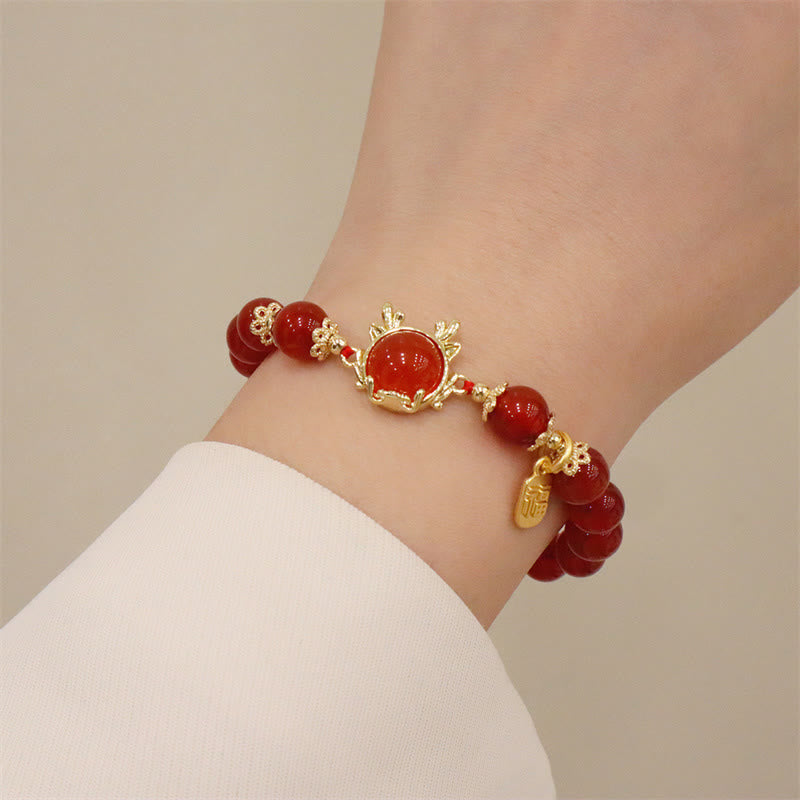 Bracelet de la paix en jade et agate rouge | Succès et protection