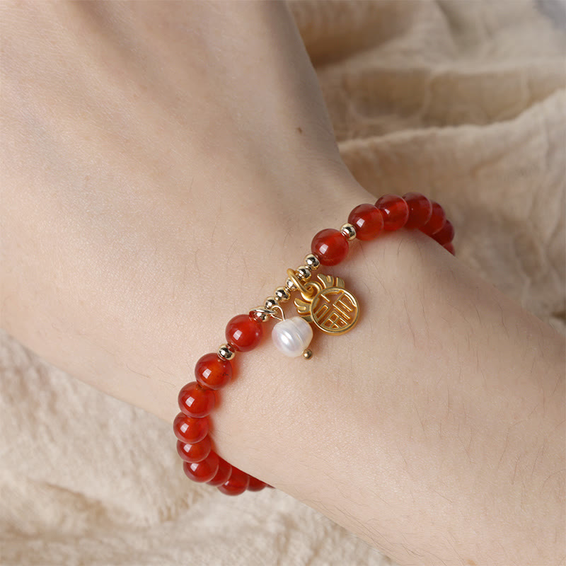 Bracelet de la paix en jade et agate rouge | Succès et protection
