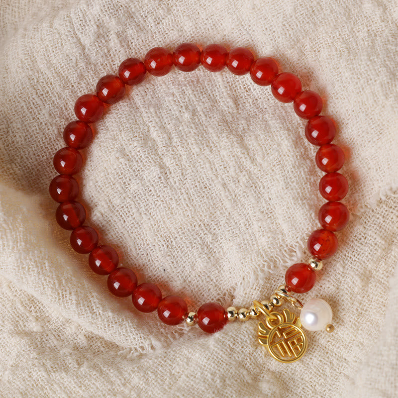 Bracelet de la paix en jade et agate rouge | Succès et protection