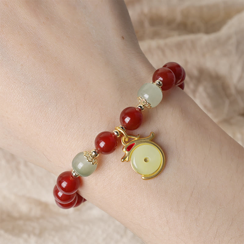 Bracelet de la paix en jade et agate rouge | Succès et protection