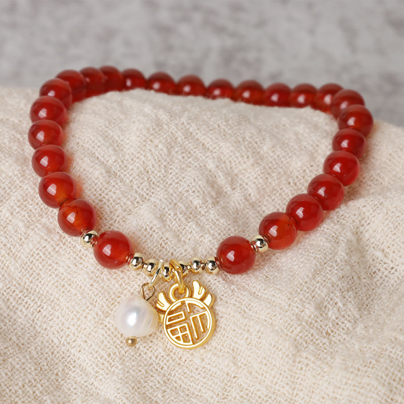 Bracelet de la paix en jade et agate rouge | Succès et protection