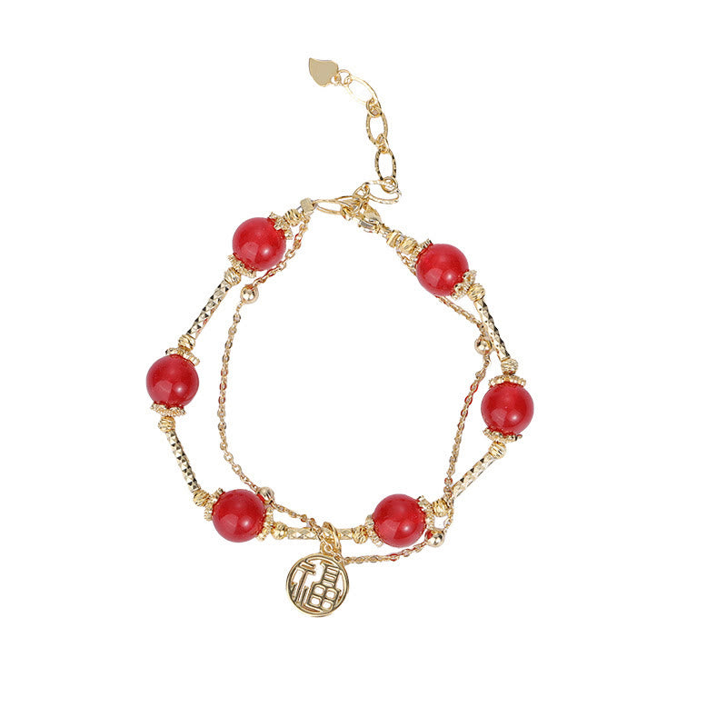 Bracelet d'acceptation de soi en agate rouge Fu