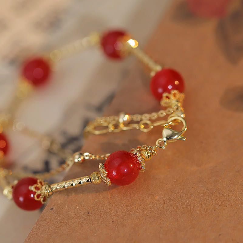 Bracelet d'acceptation de soi en agate rouge Fu