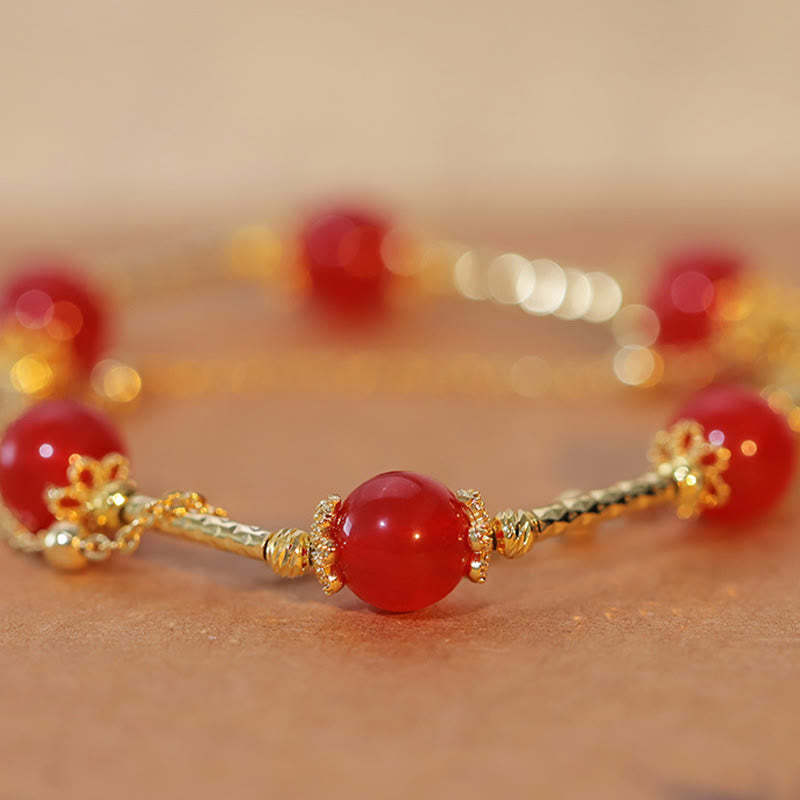 Bracelet d'acceptation de soi en agate rouge Fu