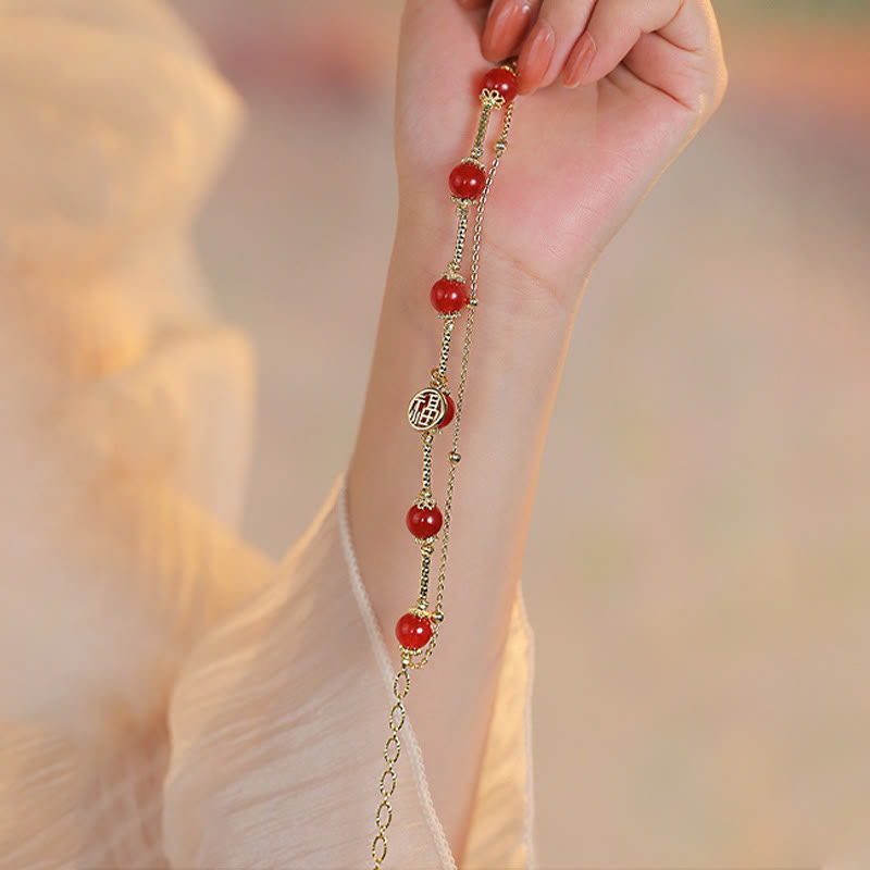 Bracelet d'acceptation de soi en agate rouge Fu