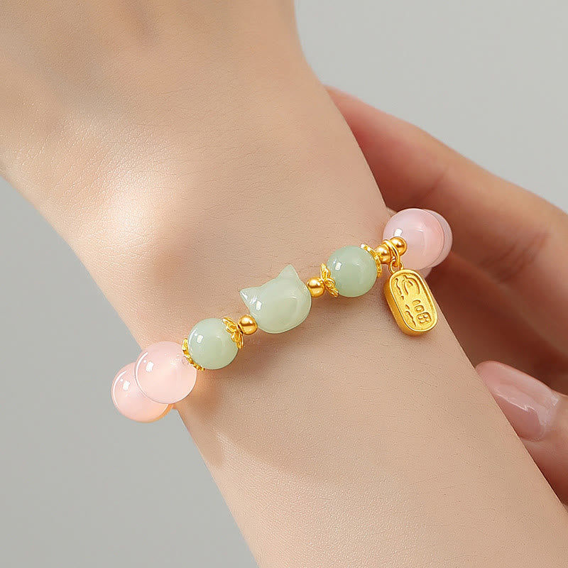 Bracelet de confiance en jade Hetian en agate rouge et chat Fu