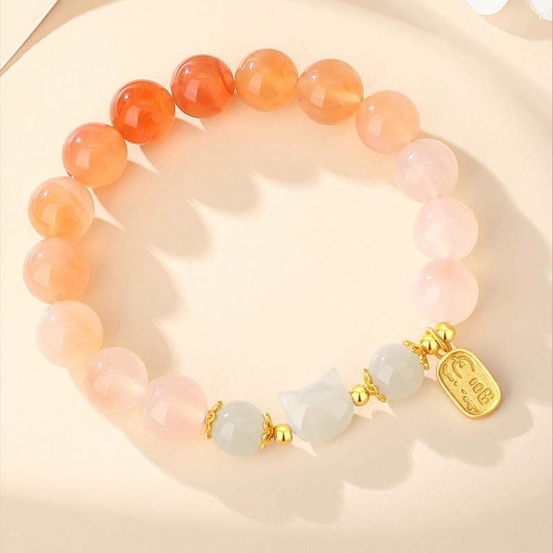 Bracelet de confiance en jade Hetian en agate rouge et chat Fu