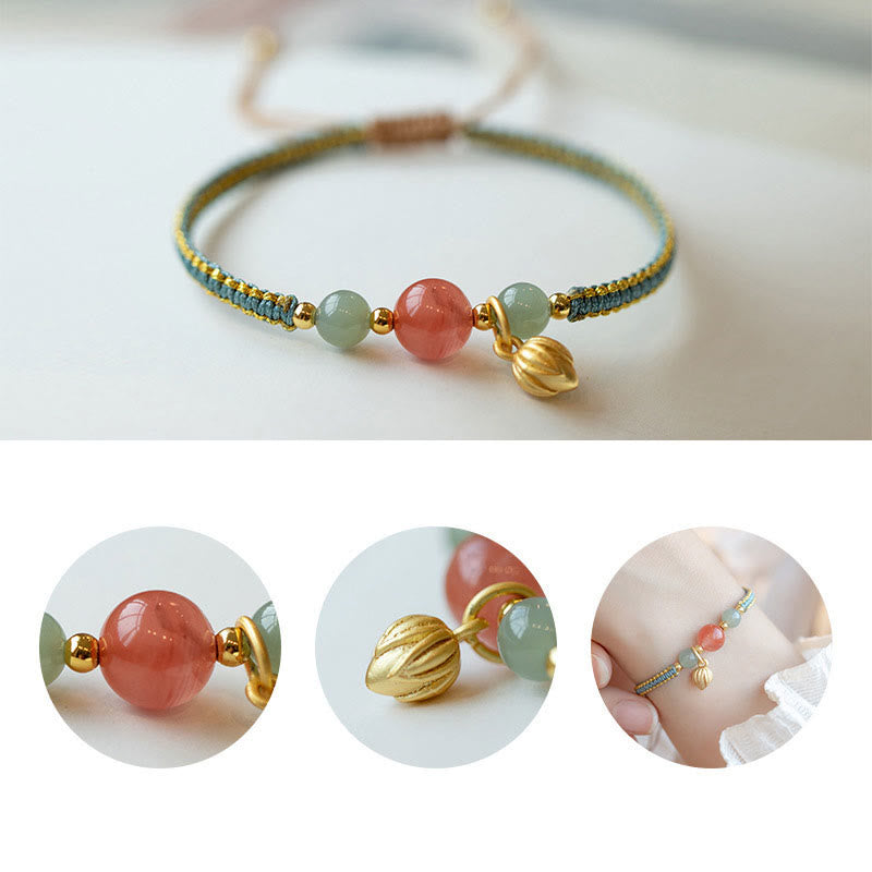 Bracelet de confiance en agate rouge et jade lotus