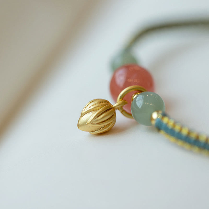 Bracelet de confiance en agate rouge et jade lotus