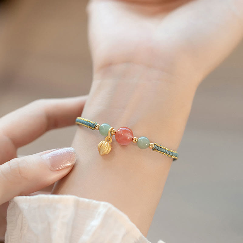 Bracelet de confiance en agate rouge et jade lotus