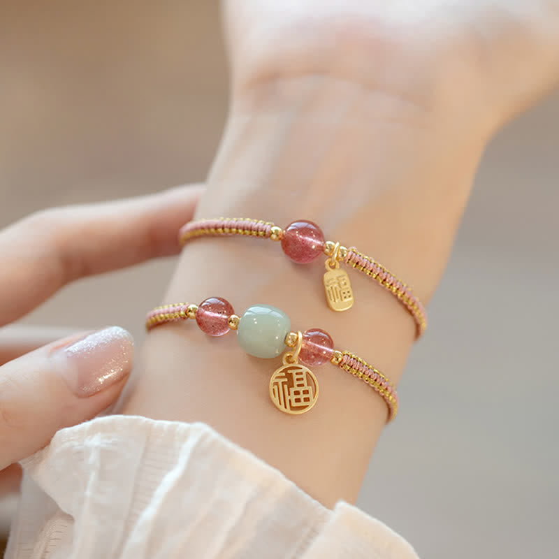 Bracelet de confiance en agate rouge et jade lotus