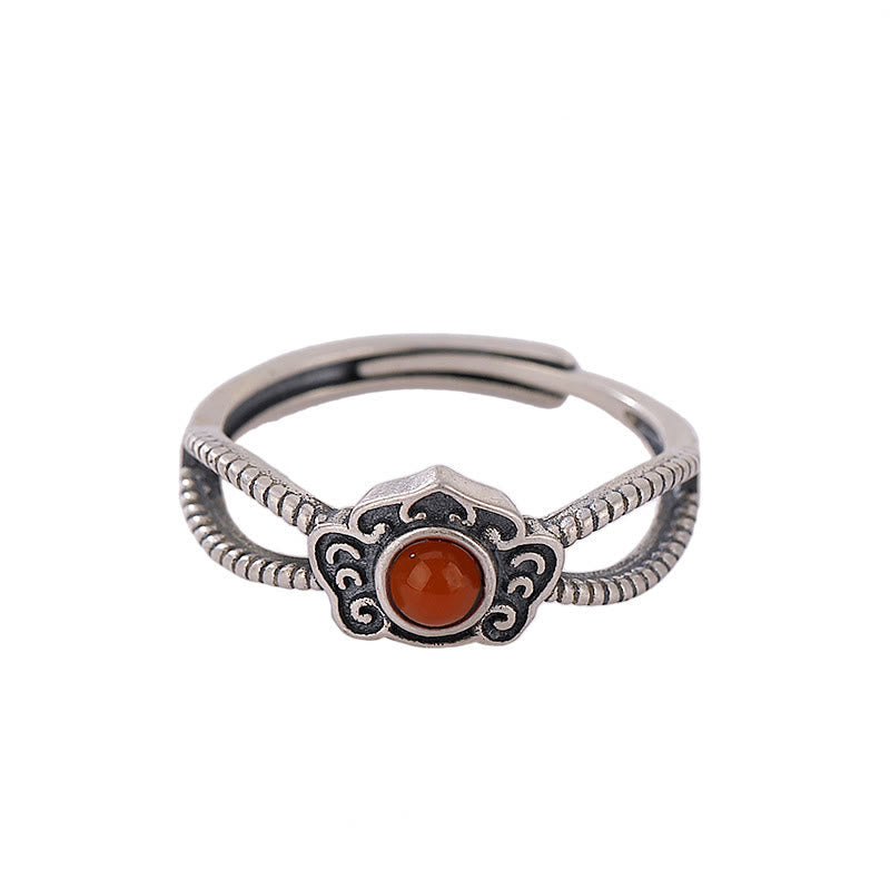Bague en agate rouge, pensée logique | Argent sterling 925