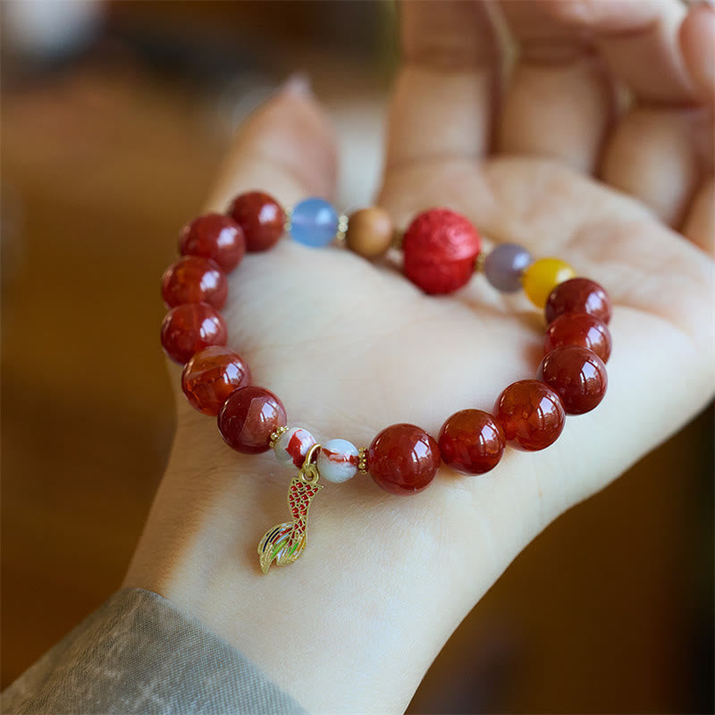 Bracelet de confiance en agate rouge, talisman de paix, perles de 10 mm