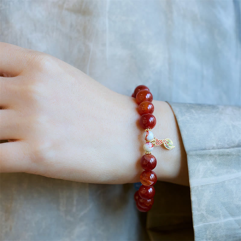 Bracelet de confiance en agate rouge, talisman de paix, perles de 10 mm