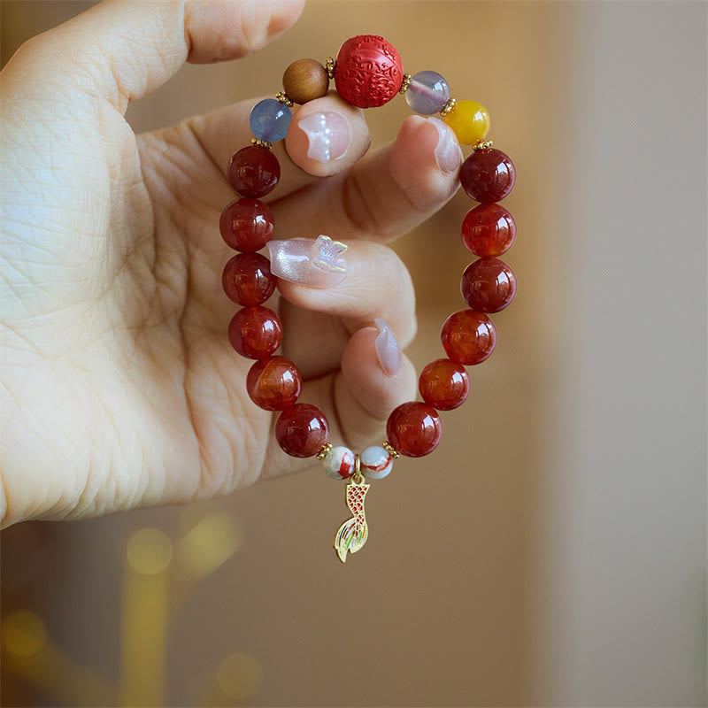 Bracelet de confiance en agate rouge, talisman de paix, perles de 10 mm