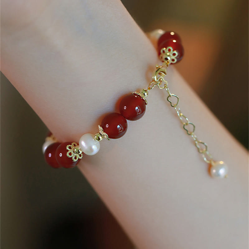 Bracelet de confiance en perles d'agate rouge pour l'acceptation de soi
