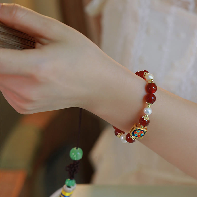 Bracelet de confiance en perles d'agate rouge pour l'acceptation de soi