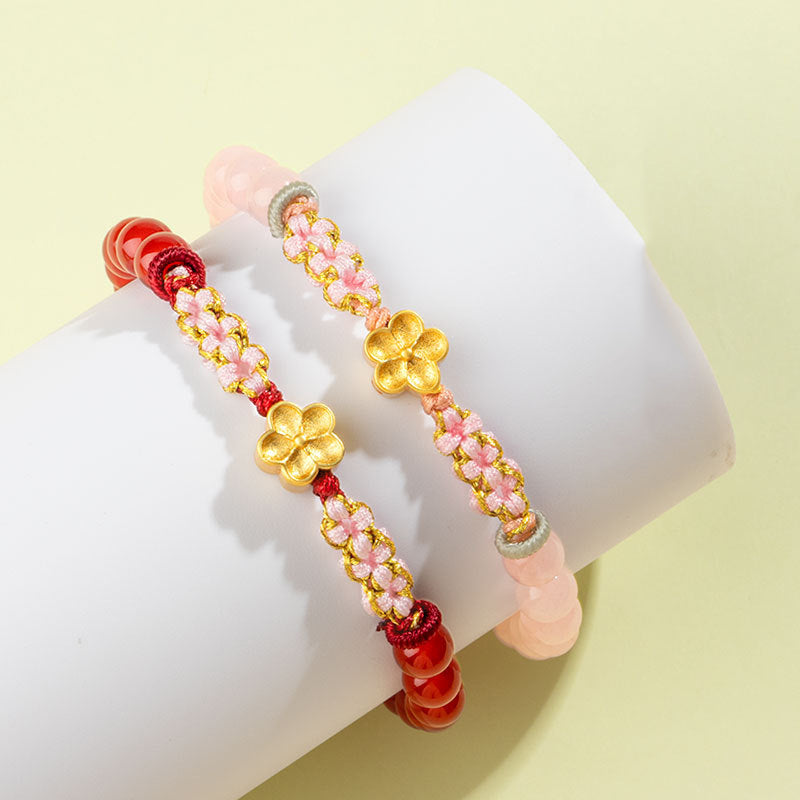 Bracelet en argent sterling avec agate rouge et cristal rose de 7 mm