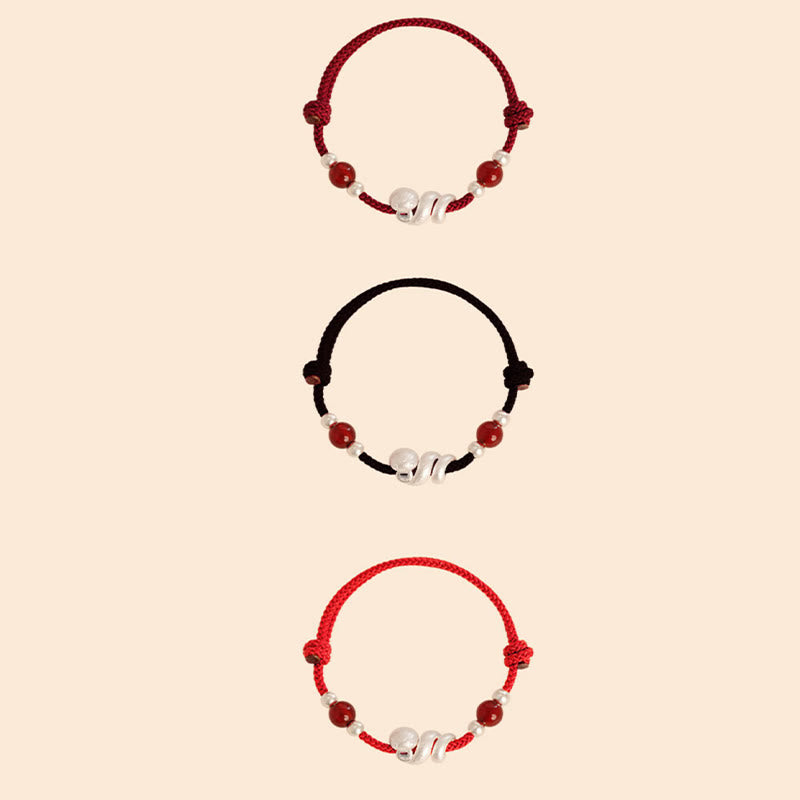 Bracelet de confiance en argent sterling avec serpent en agate rouge