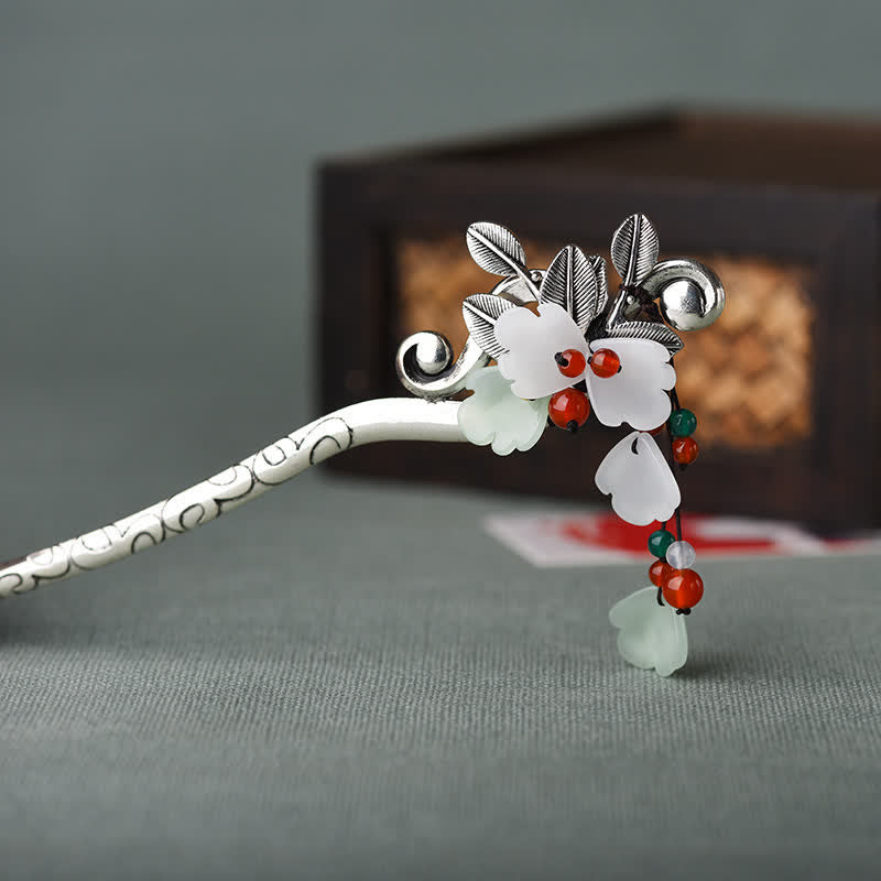Épingle à cheveux à pompon en agate rouge | Calme, confiance et élégance