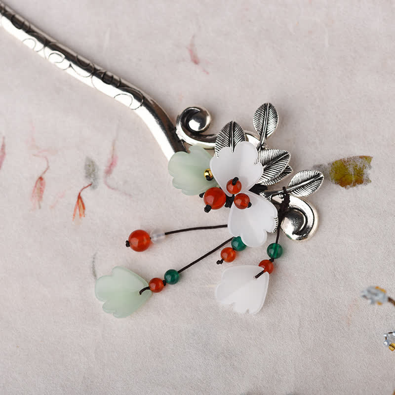 Épingle à cheveux à pompon en agate rouge | Calme, confiance et élégance