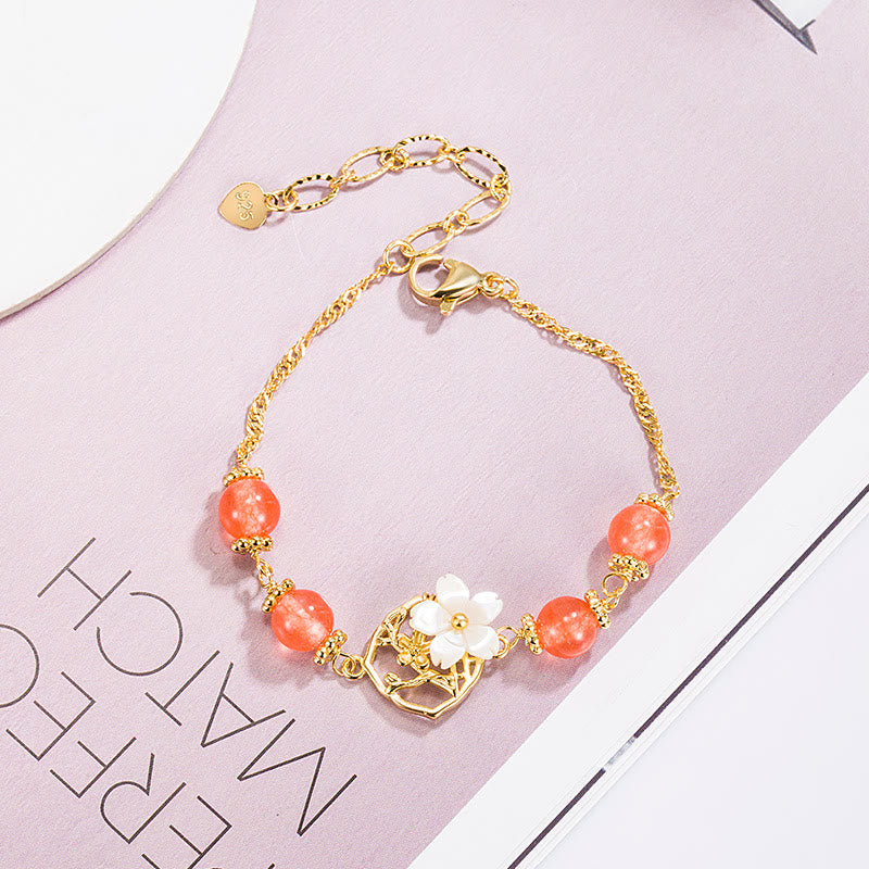 Bracelet de confiance en agate rouge Tridacna pour une force calme