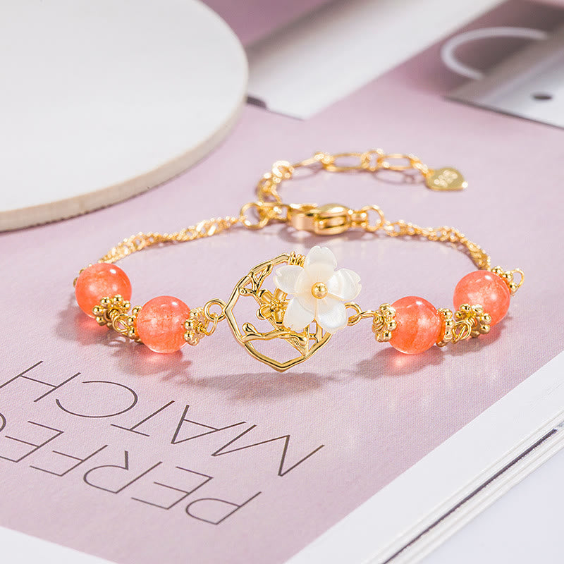 Bracelet de confiance en agate rouge Tridacna pour une force calme