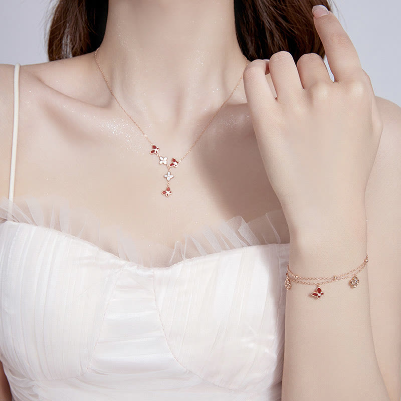 Ensemble collier et bracelet apaisants en agate rouge et pierre de Tridacna