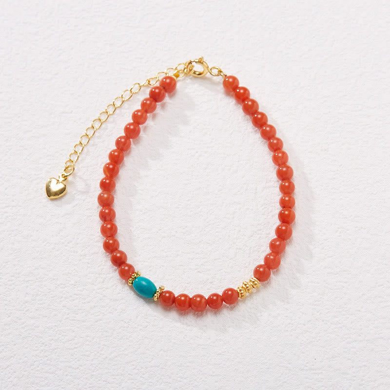 Parure de bijoux Confidence en agate rouge et turquoise | Argent sterling et or