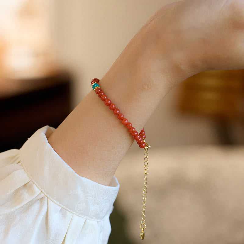 Parure de bijoux Confidence en agate rouge et turquoise | Argent sterling et or