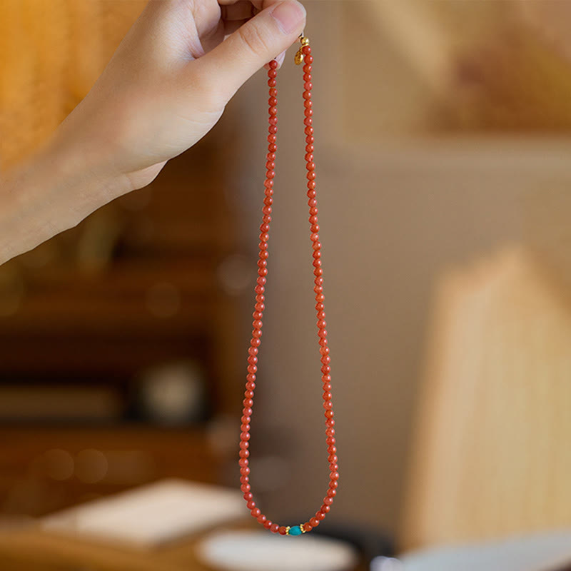 Parure de bijoux Confidence en agate rouge et turquoise | Argent sterling et or