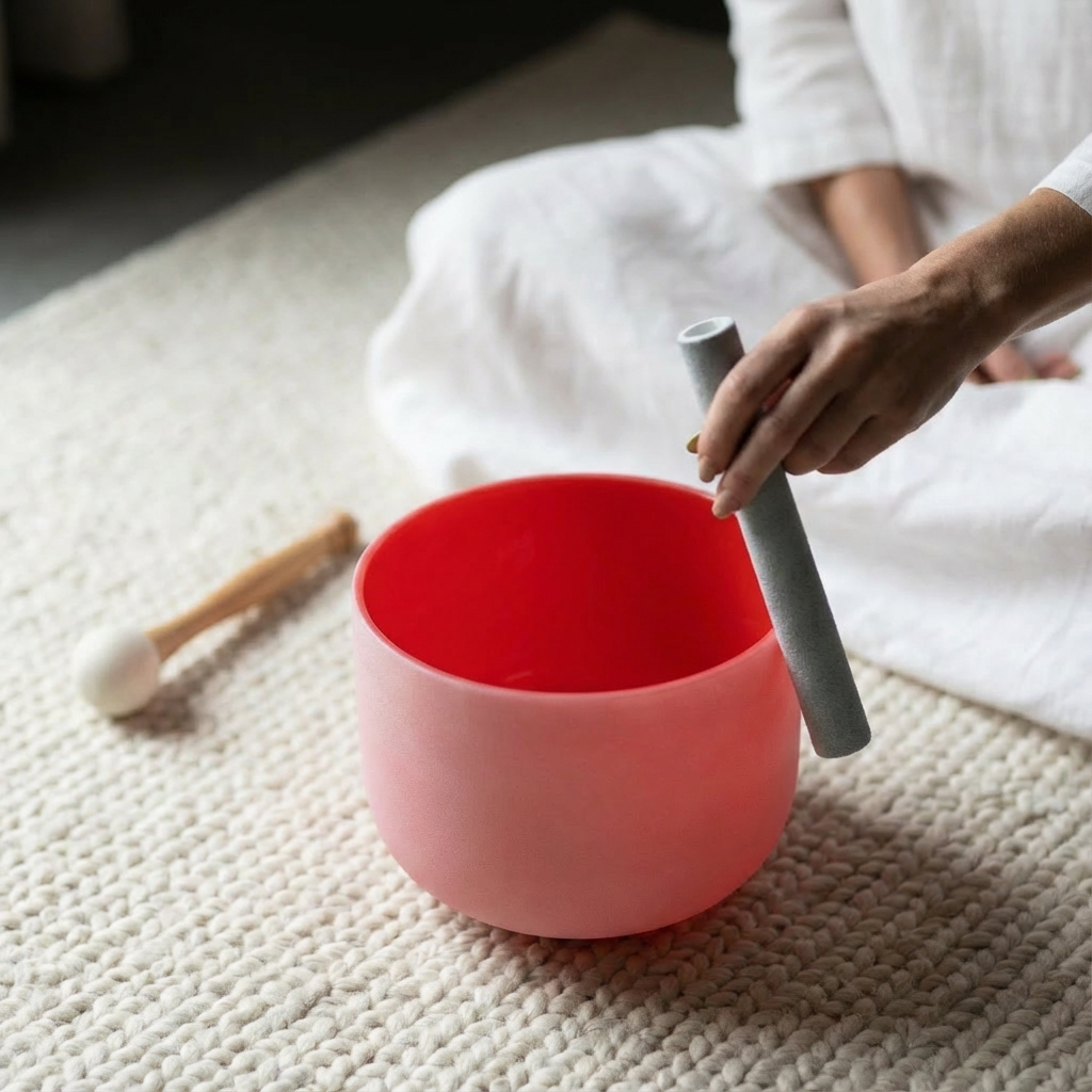 Bol chantant en cristal rouge pour chakra racine, note C