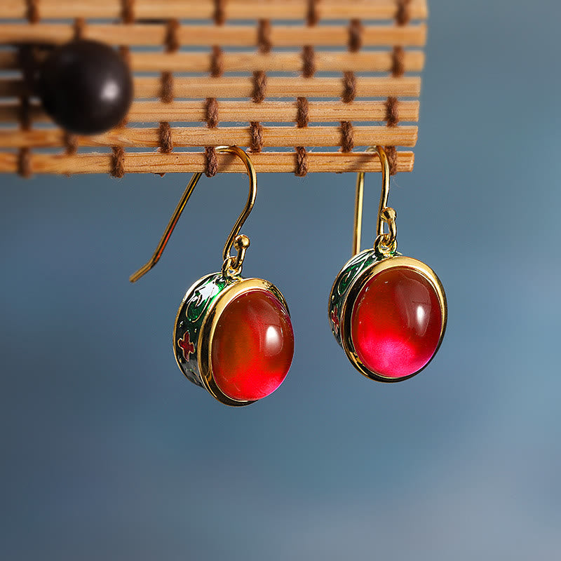 Boucles d'oreilles spirituelles en corindon rouge pour la confiance et le courage
