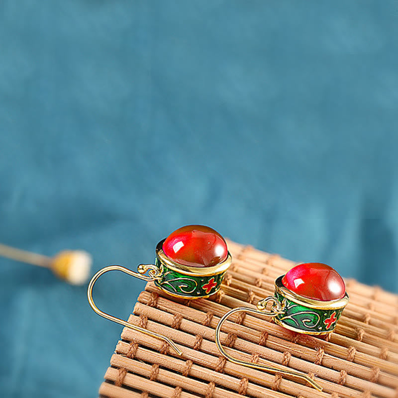 Boucles d'oreilles spirituelles en corindon rouge pour la confiance et le courage