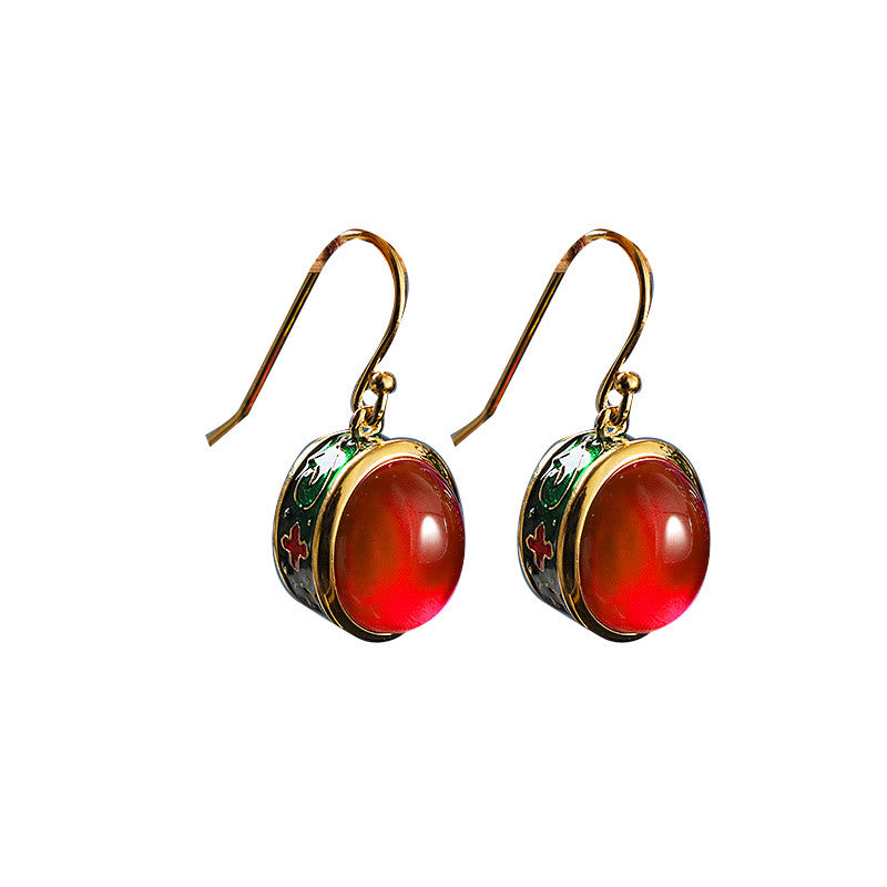 Boucles d'oreilles spirituelles en corindon rouge pour la confiance et le courage