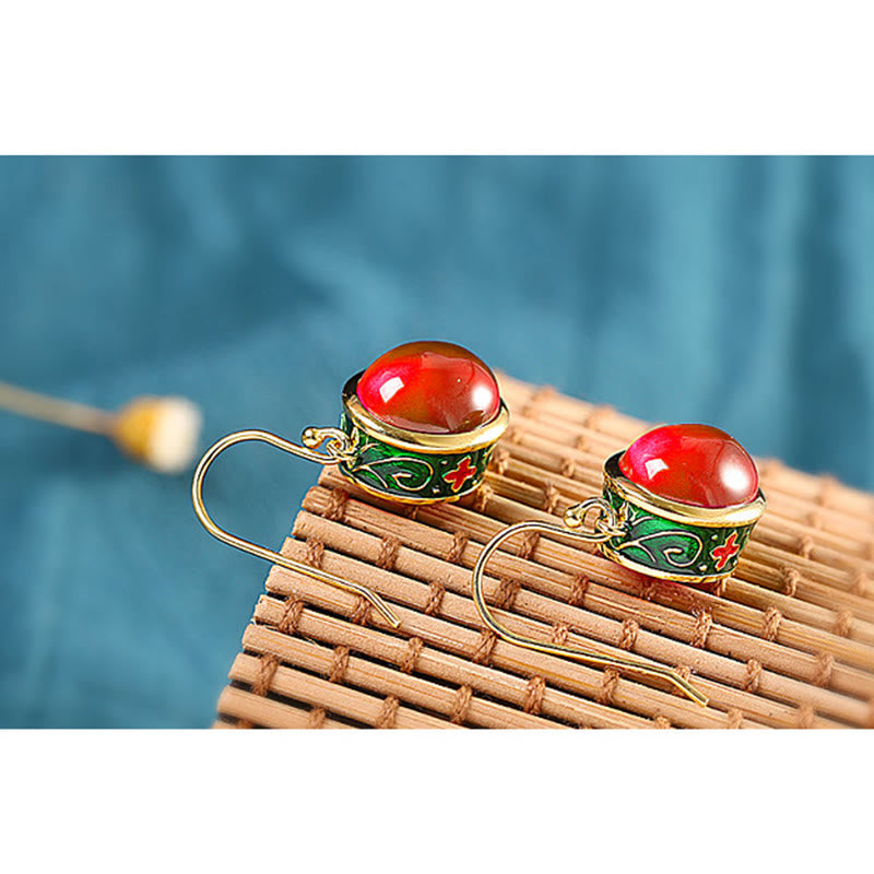 Boucles d'oreilles spirituelles en corindon rouge pour la confiance et le courage
