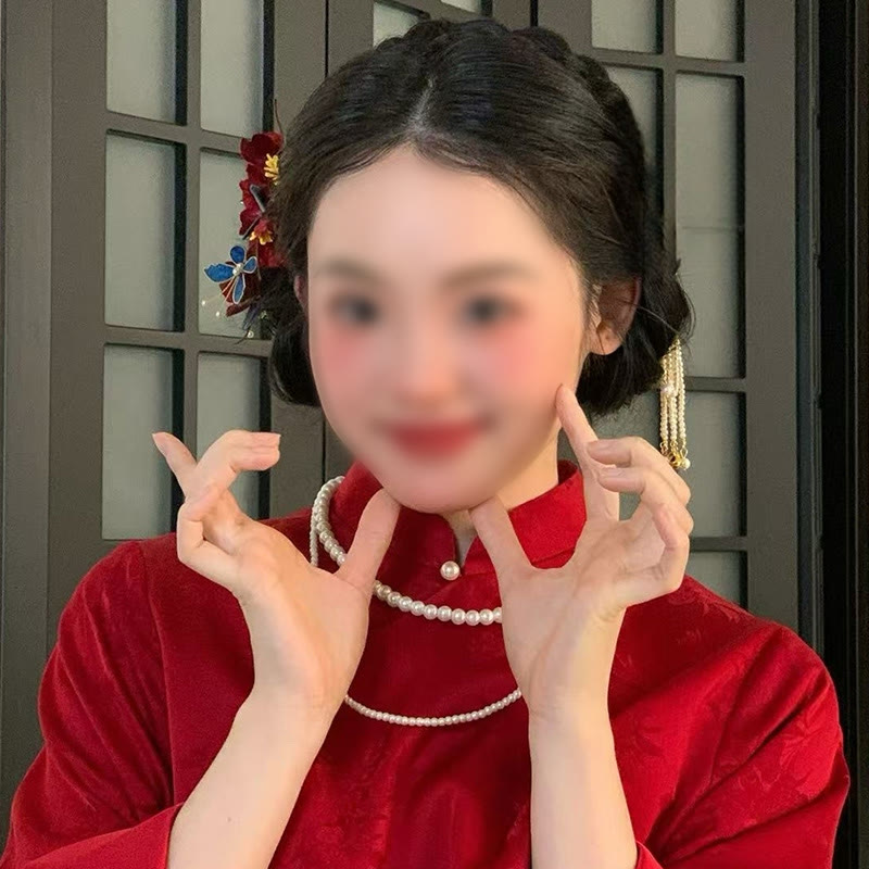 Peigne à cheveux papillon à fleurs rouges pour la transformation et l'amour