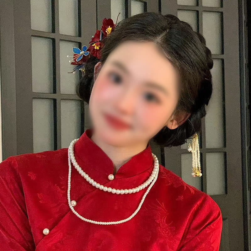 Peigne à cheveux papillon à fleurs rouges pour la transformation et l'amour