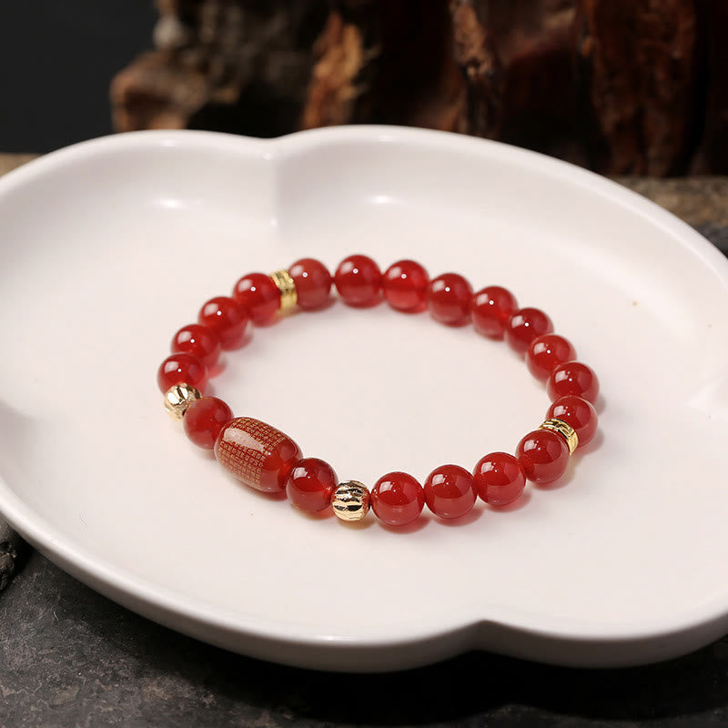 Bracelet en agate rouge verte pour le calme et l'équilibre spirituel