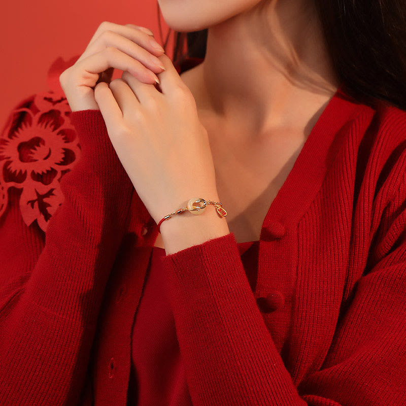 Bracelet porte-bonheur en argent sterling 925 avec cordon rouge et poisson koï (13-17 cm)