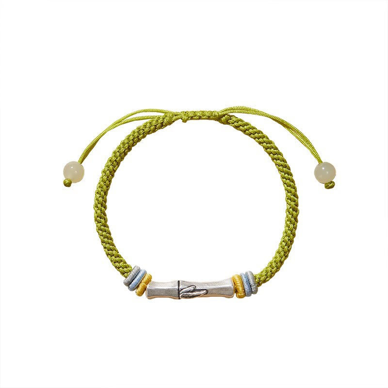 Bracelet d'illumination en bambou et argent sterling 999 avec fil rouge