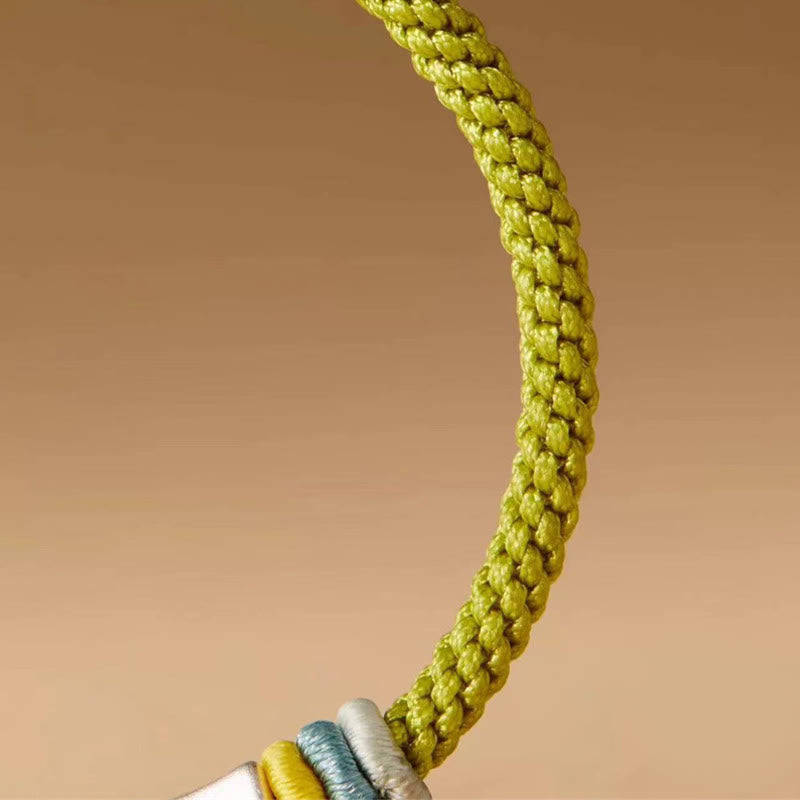 Bracelet d'illumination en bambou et argent sterling 999 avec fil rouge