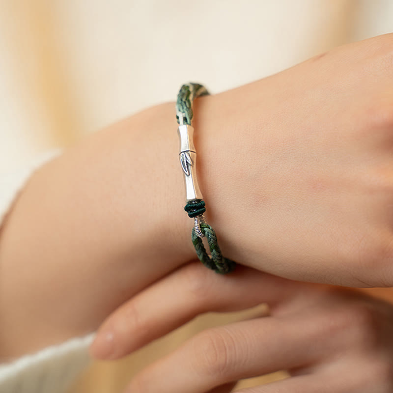 Bracelet fil rouge en argent sterling 925 avec nœud en bambou