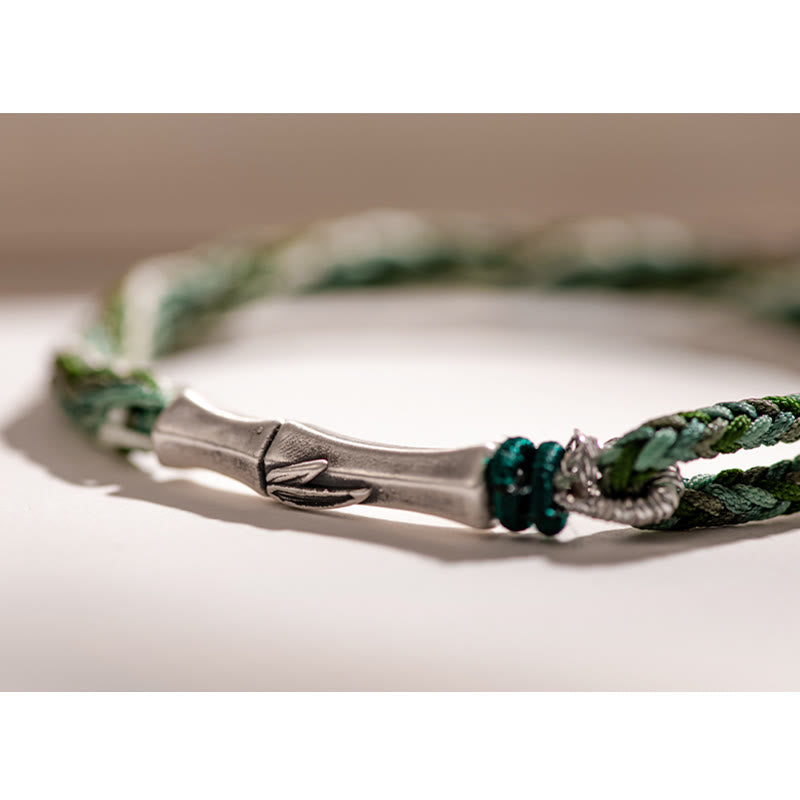 Bracelet fil rouge en argent sterling 925 avec nœud en bambou