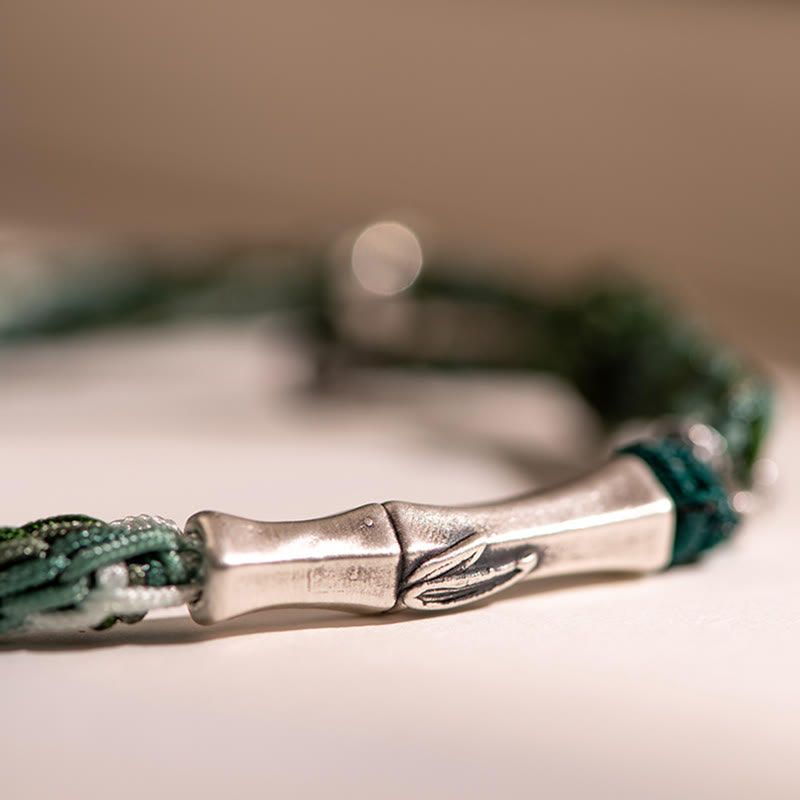 Bracelet fil rouge en argent sterling 925 avec nœud en bambou
